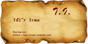 Tér Irma névjegykártya